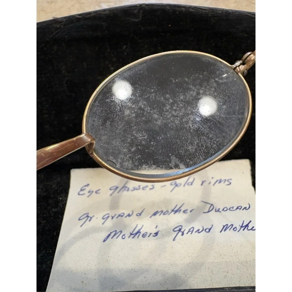 Vintage Antique Wire 12k Gold Rim Eye Glasses w/ Case Eyeglass And Note 11 Grams